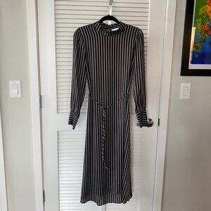 JUST Female x Anthropologie Rosie Striped Shirt Midi Dress, Brown, Size S